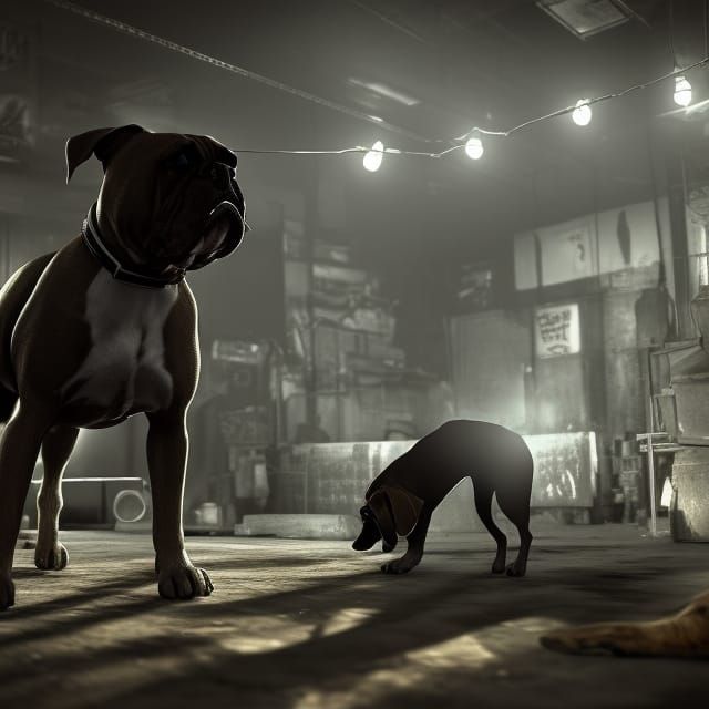 boxer dog detective noir 3D Game Cinematic Feel, Epic 3D Vid...