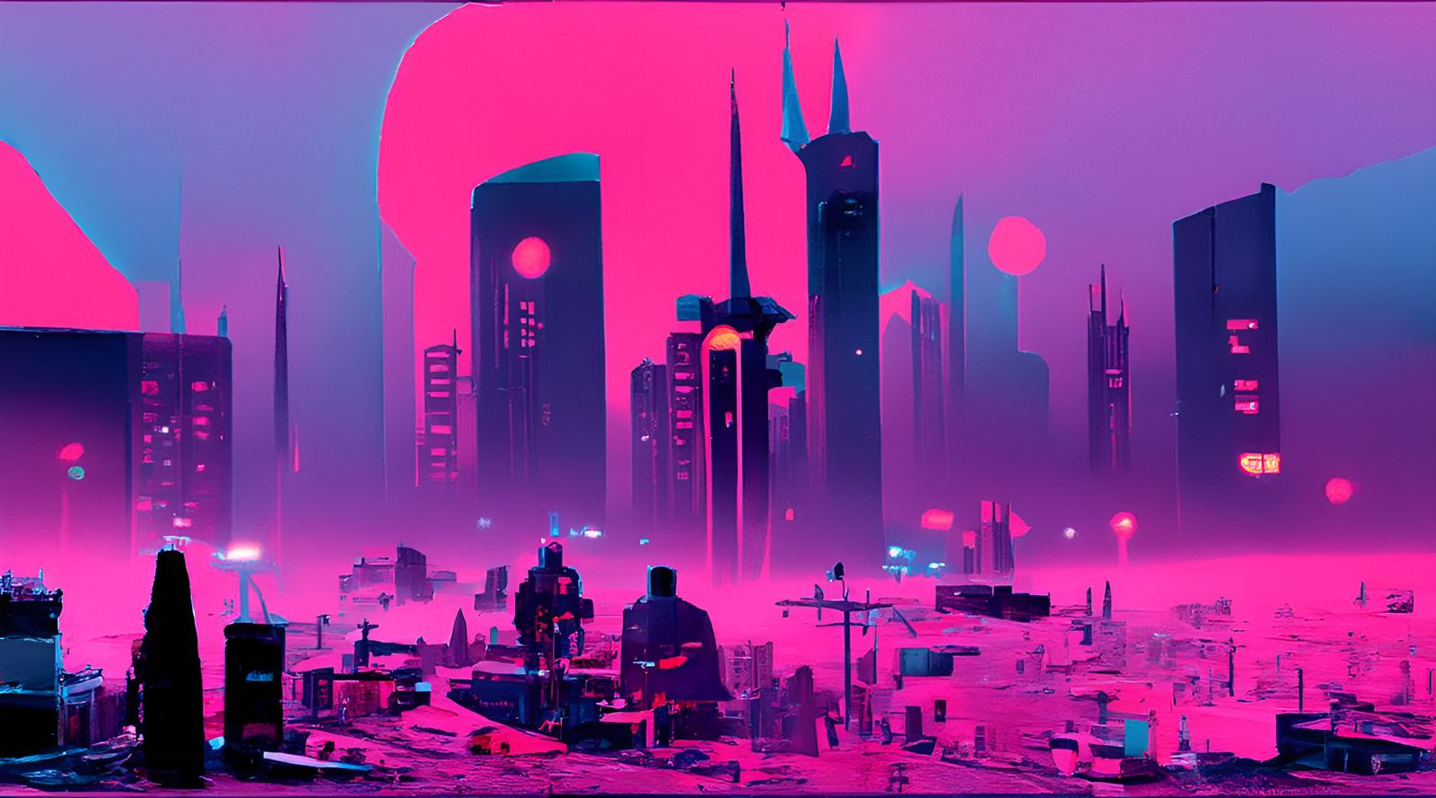 Night Skyline of a Sinister Synthwave City