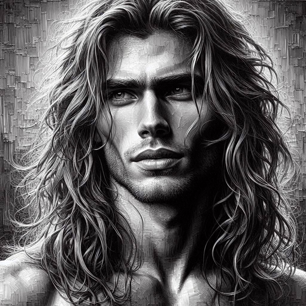 Oil painting in black and white