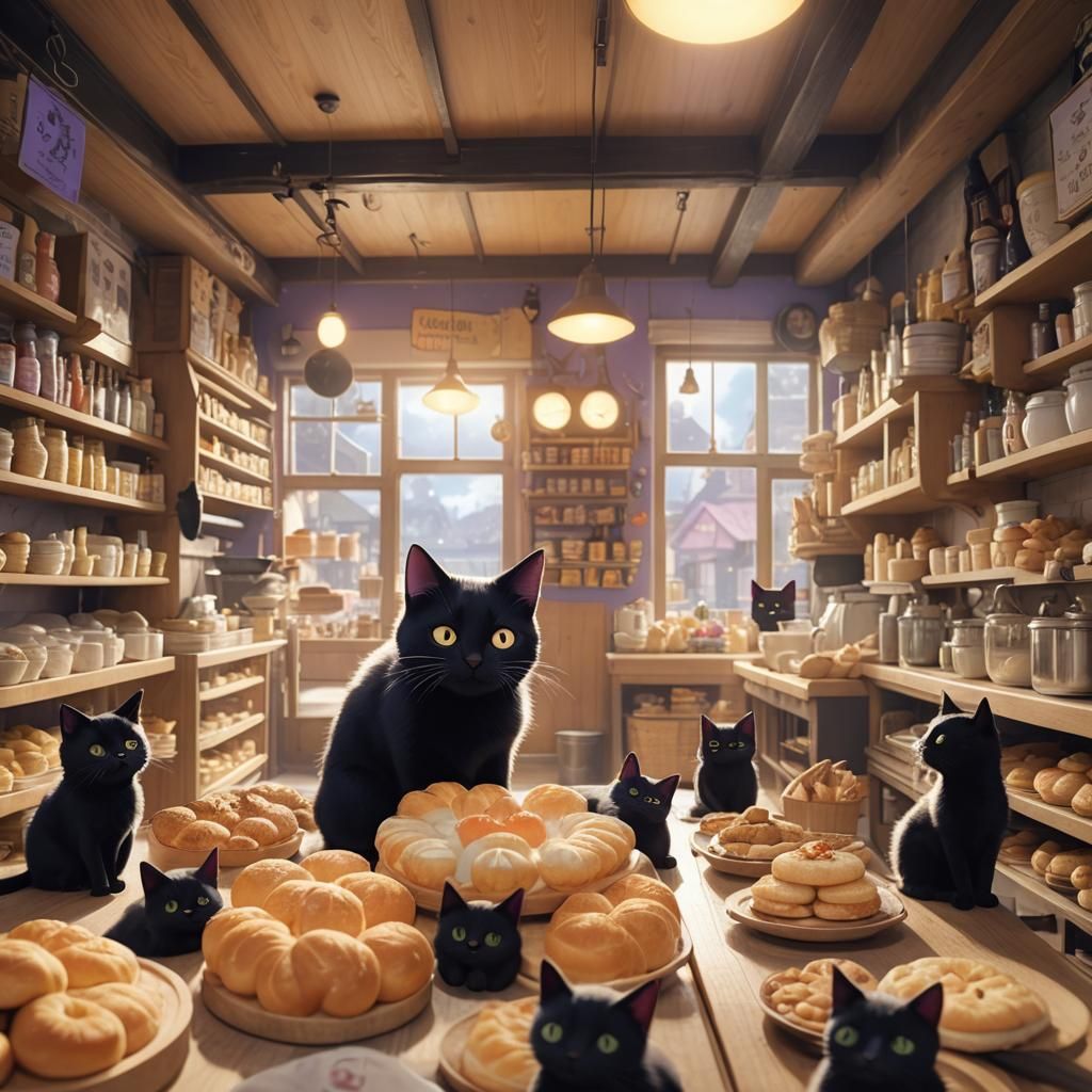 adorable jiji, black cat, cute fuzzy black and purple ears, ...