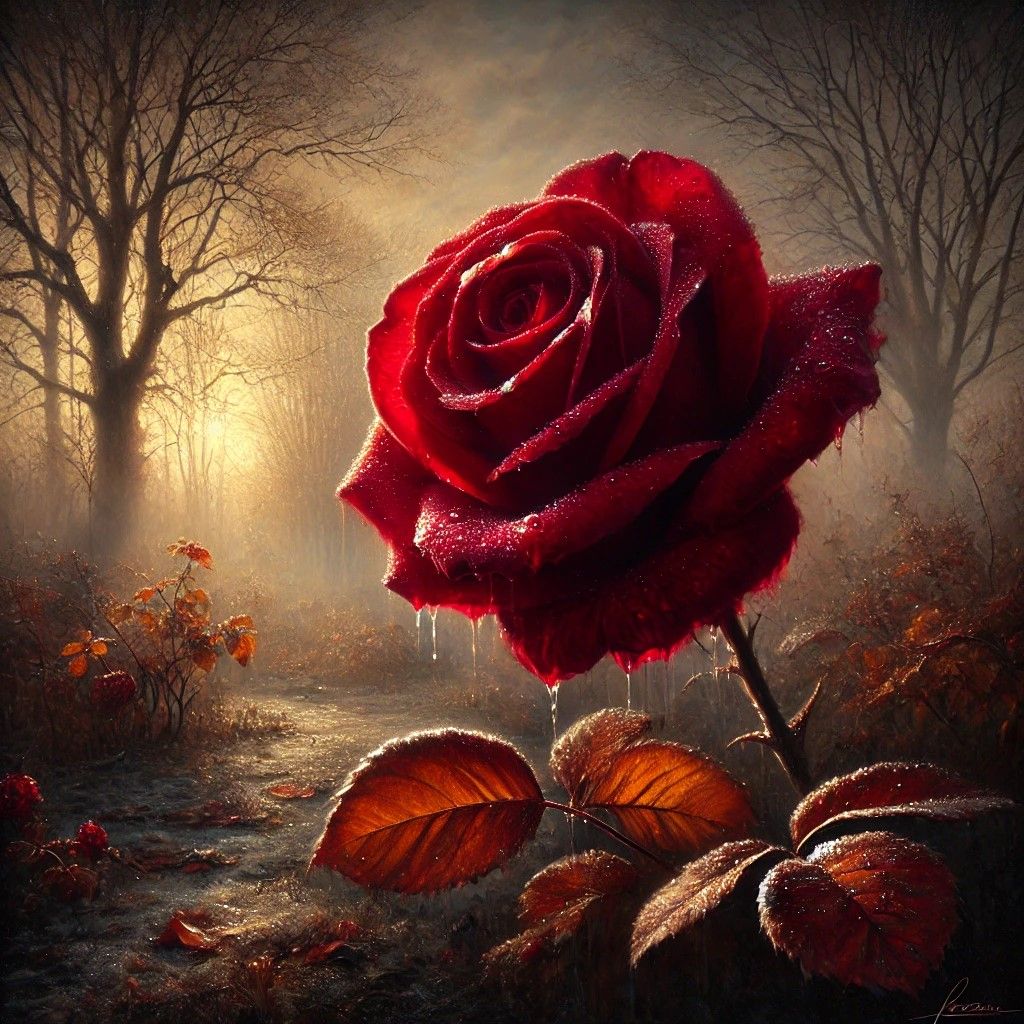 The Sigh of a Rose as Autumn Fades into Dusk
