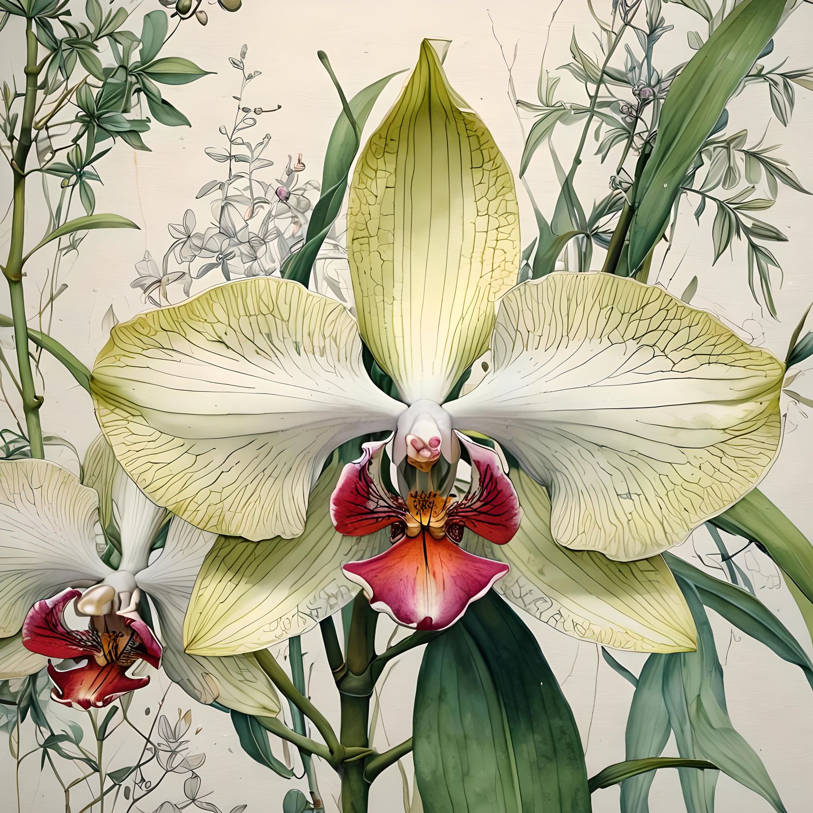 Botanical Drawing Vanilla Planifolia Orchid  by @JustBubu