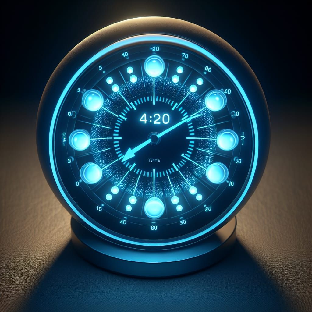 Blue led light ,round  analog clock , 4:20