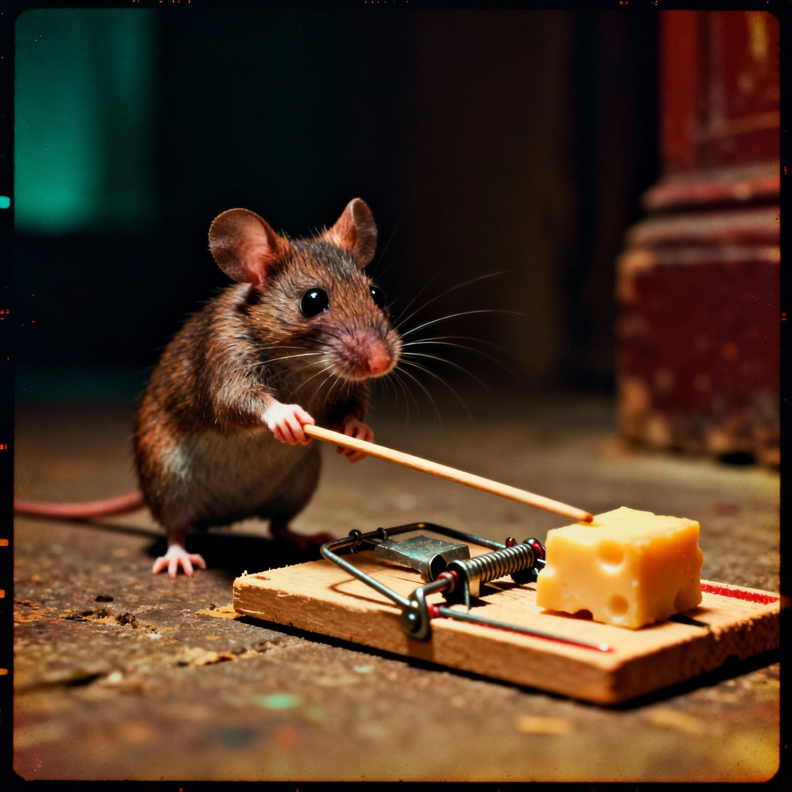 Mouse tripping a mouse trap  by @Lioncourte