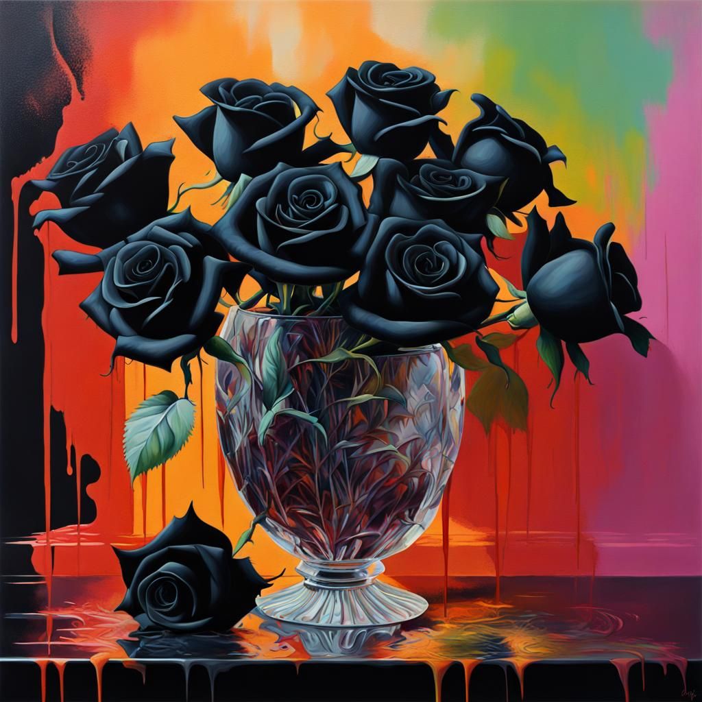 Black Roses in vase - AI Generated Artwork - NightCafe Creator