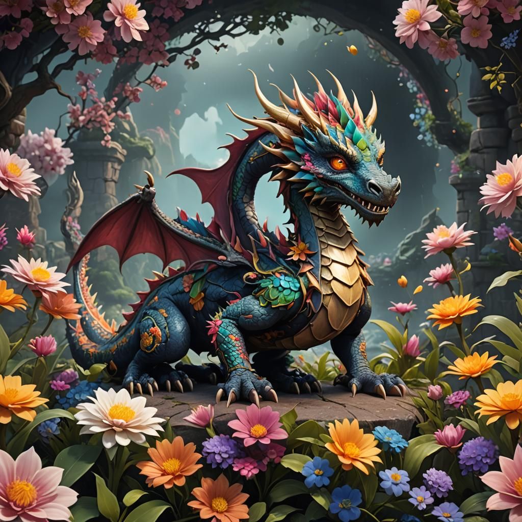 cute flower dragon