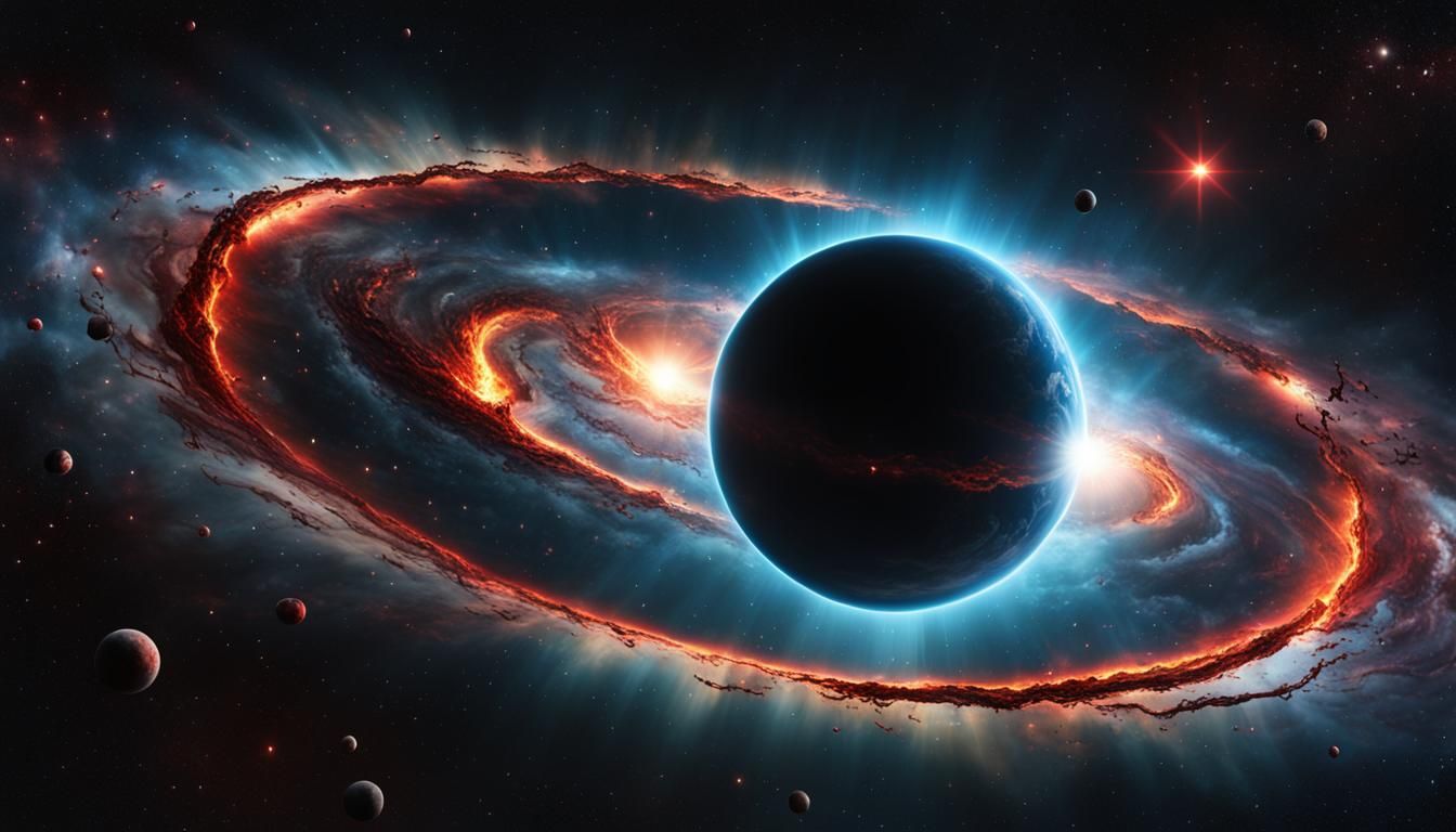 Red Galactic Eclipse Fantasy Planetary Nebula Milky Way Blac...
