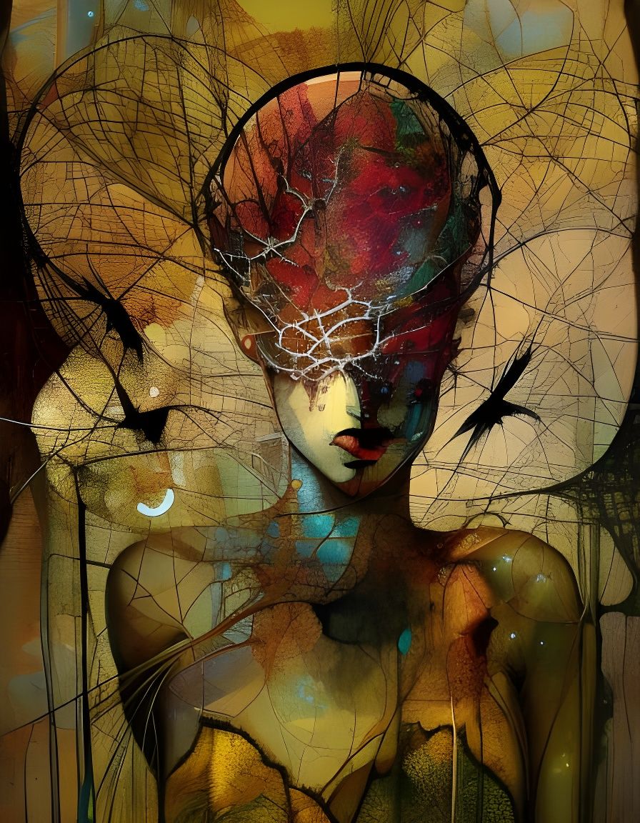 Intricate Textile Art Portrait of a Girl