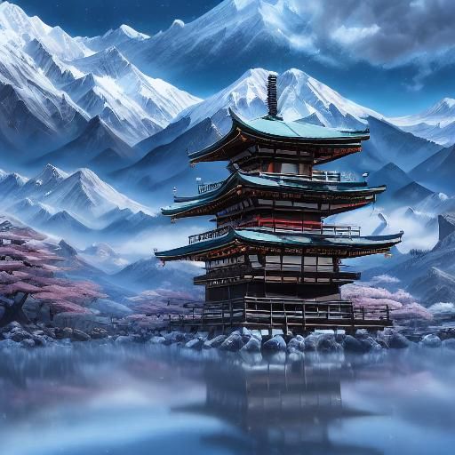 <lora:Scenery:1.0> Winter scenery, snowflakes, frozen lake, ice skaters