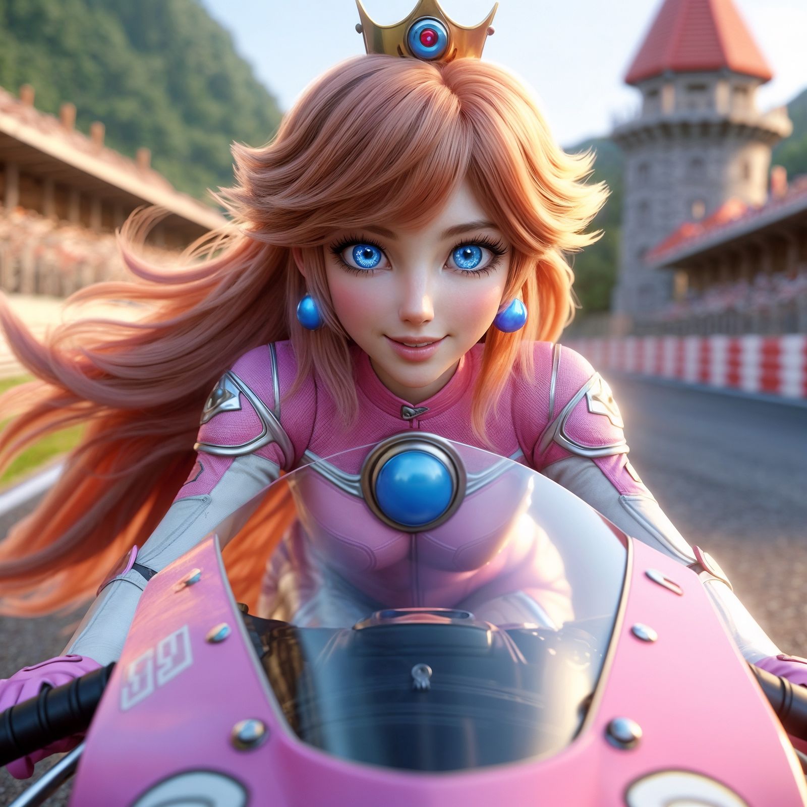 Young Peach doing the try-outs for her first race.