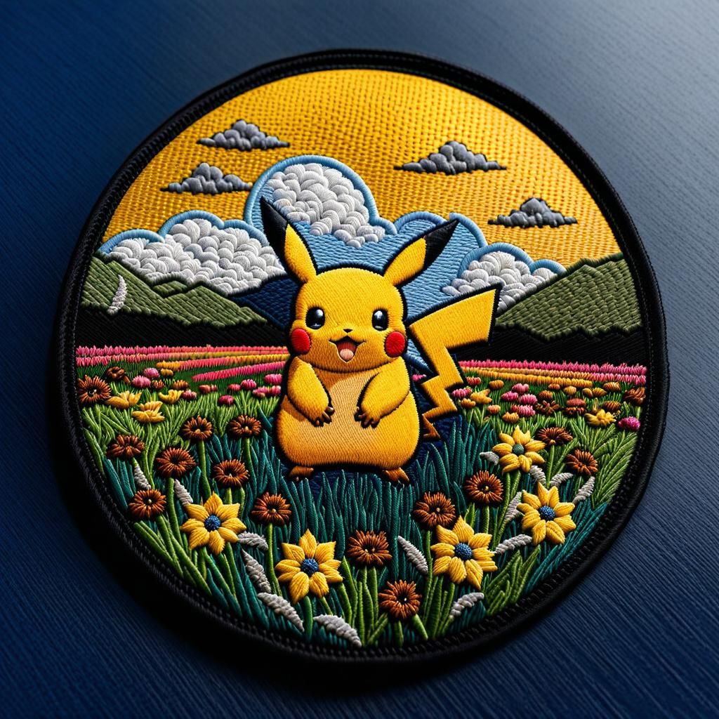 Embroidery of Pikachu  by @Anna