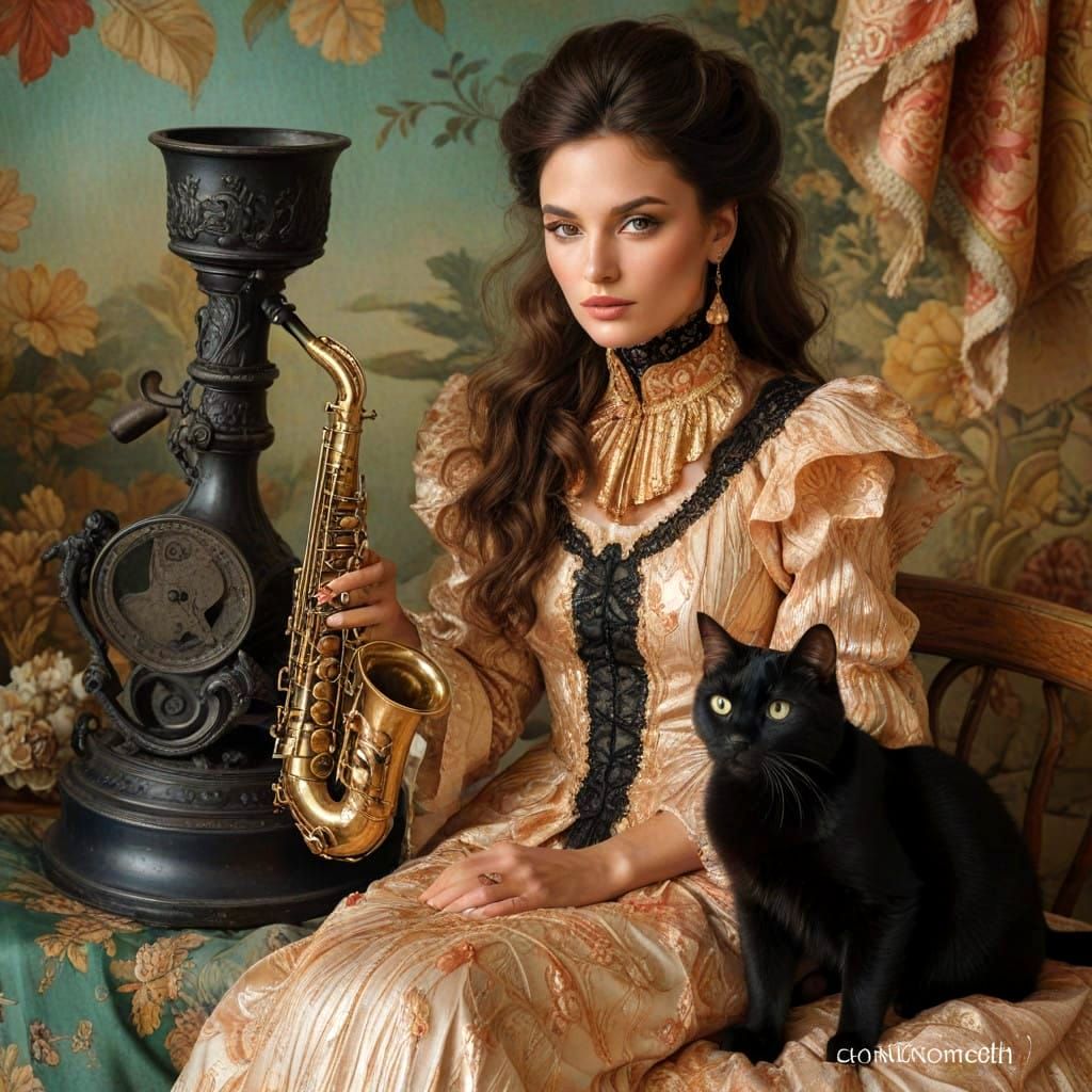 Surrealistic Portrait of a Happy Eccentric Woman in Dreamlik...