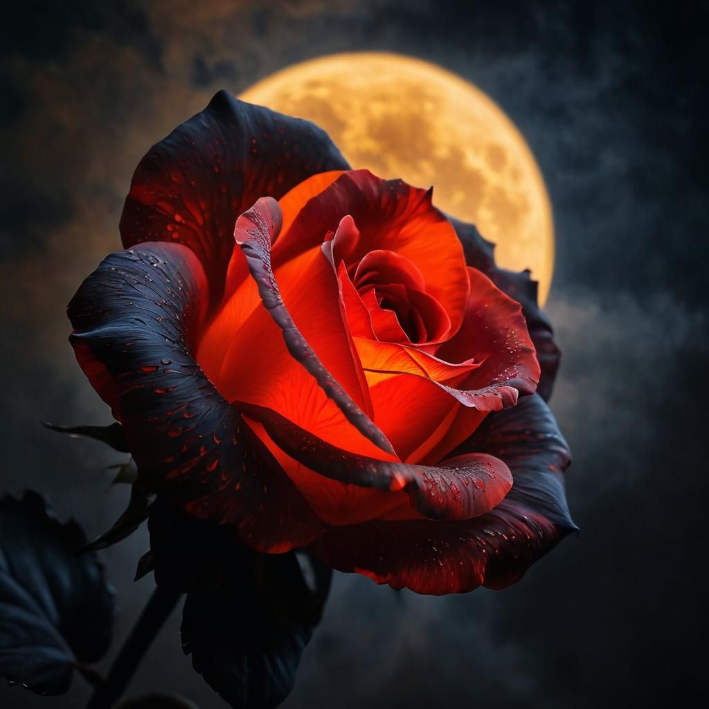 Midnight Ember Rose   by @Owl Lady 