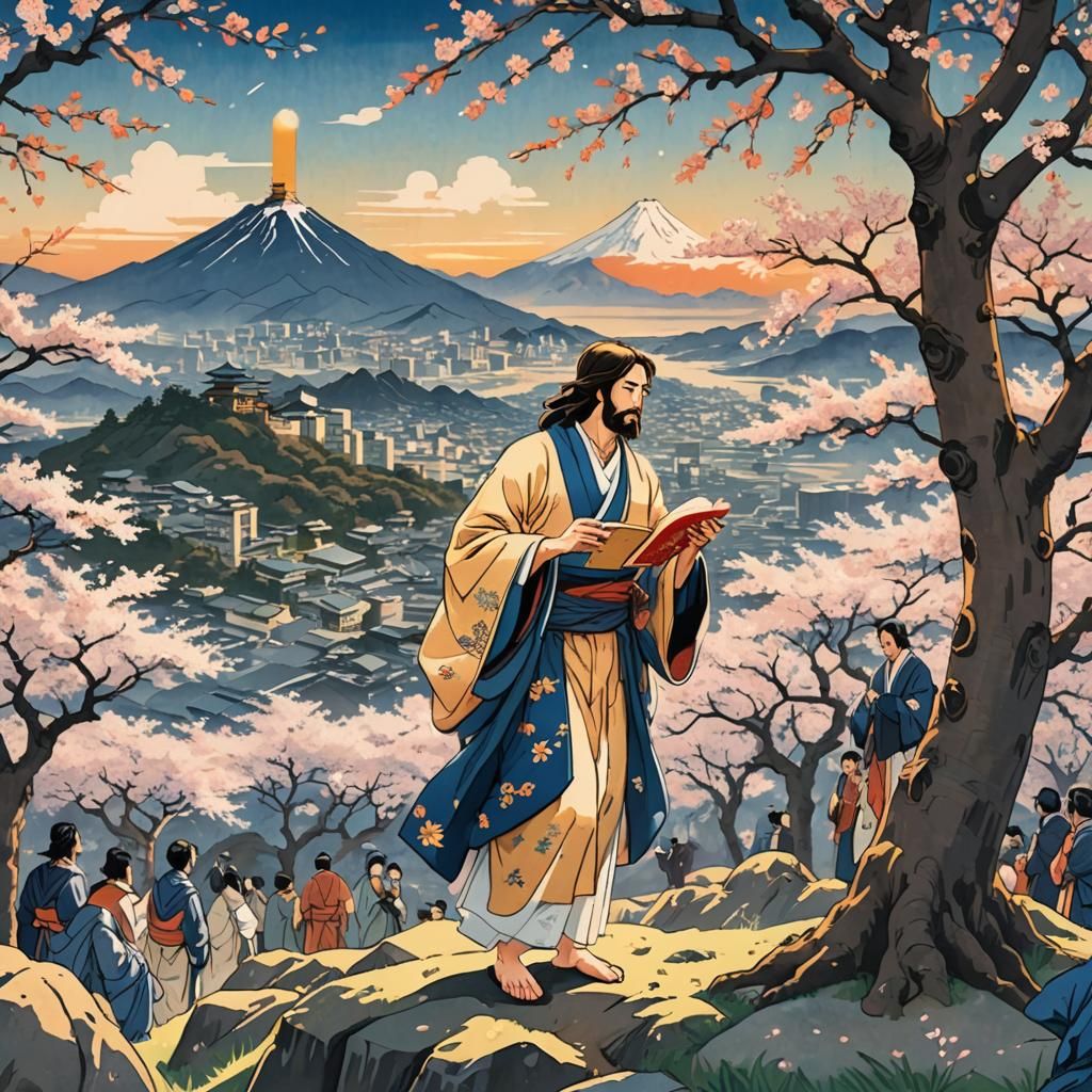 Jesus Breaking Bread: Ukiyo-e Anime Masterpiece