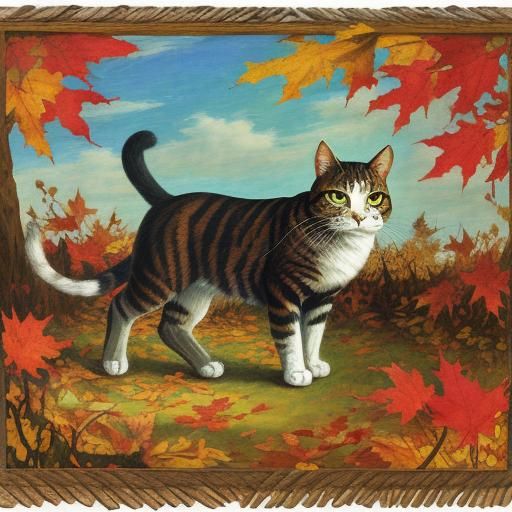 Fall paper collage with beautiful cat 
Fall paper collage ar...