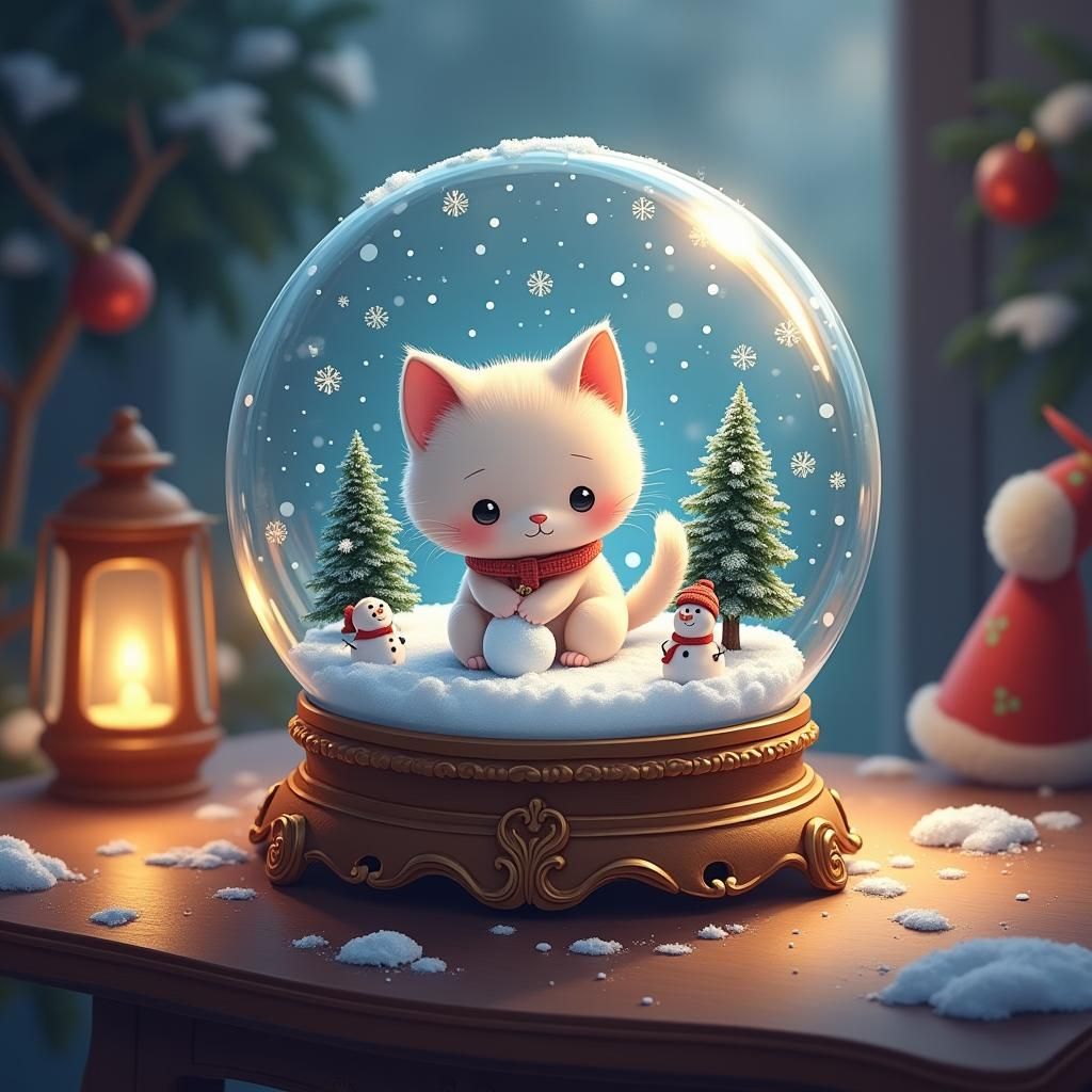 CHIBI CAT IN A SNOWGLOBE

