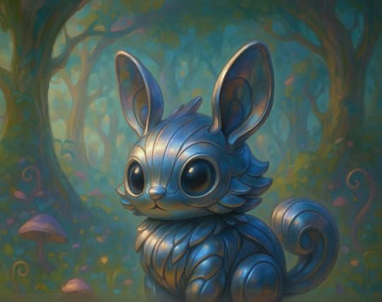 Mystical Metallic Critter in Whimsical Forest