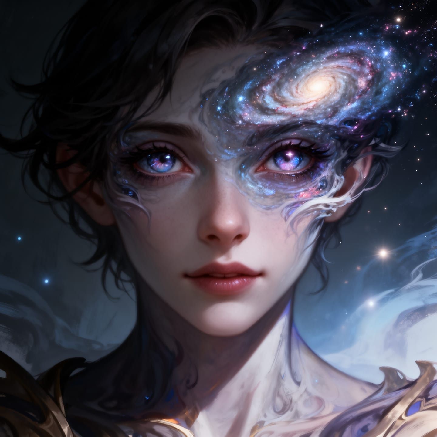 Wearing space ai mask on face,ultrarealistic suit
