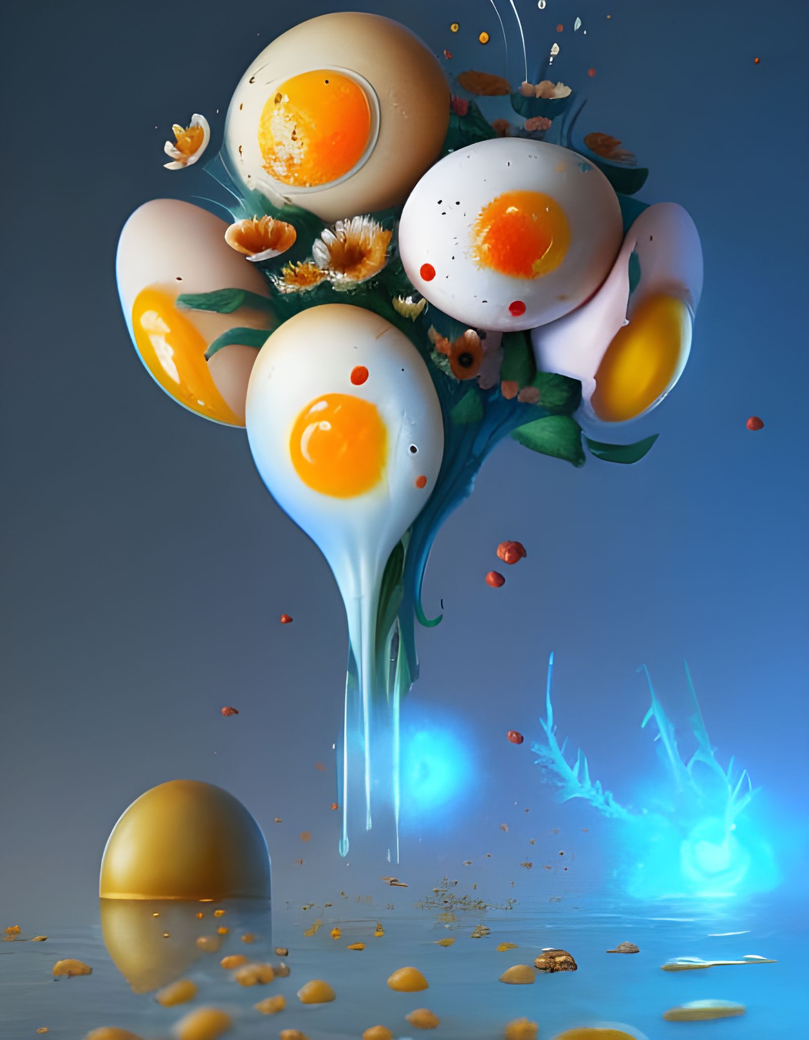 Surrealism, Bouquet of Flowers & Fried Eggs false