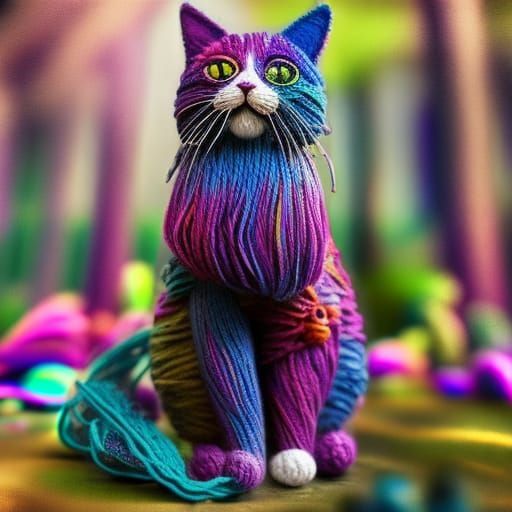 Yarn art cat  by @Hotaru