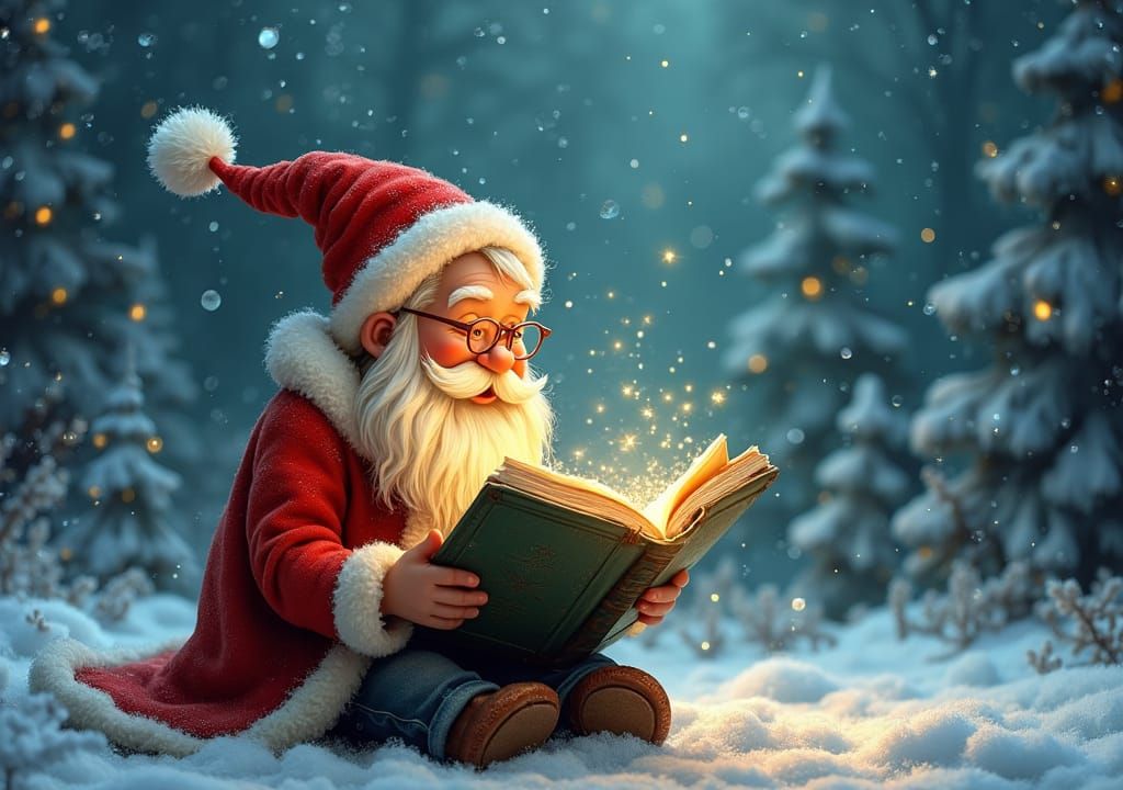 Whimsical Christmas Scene in a Young Reader's Book