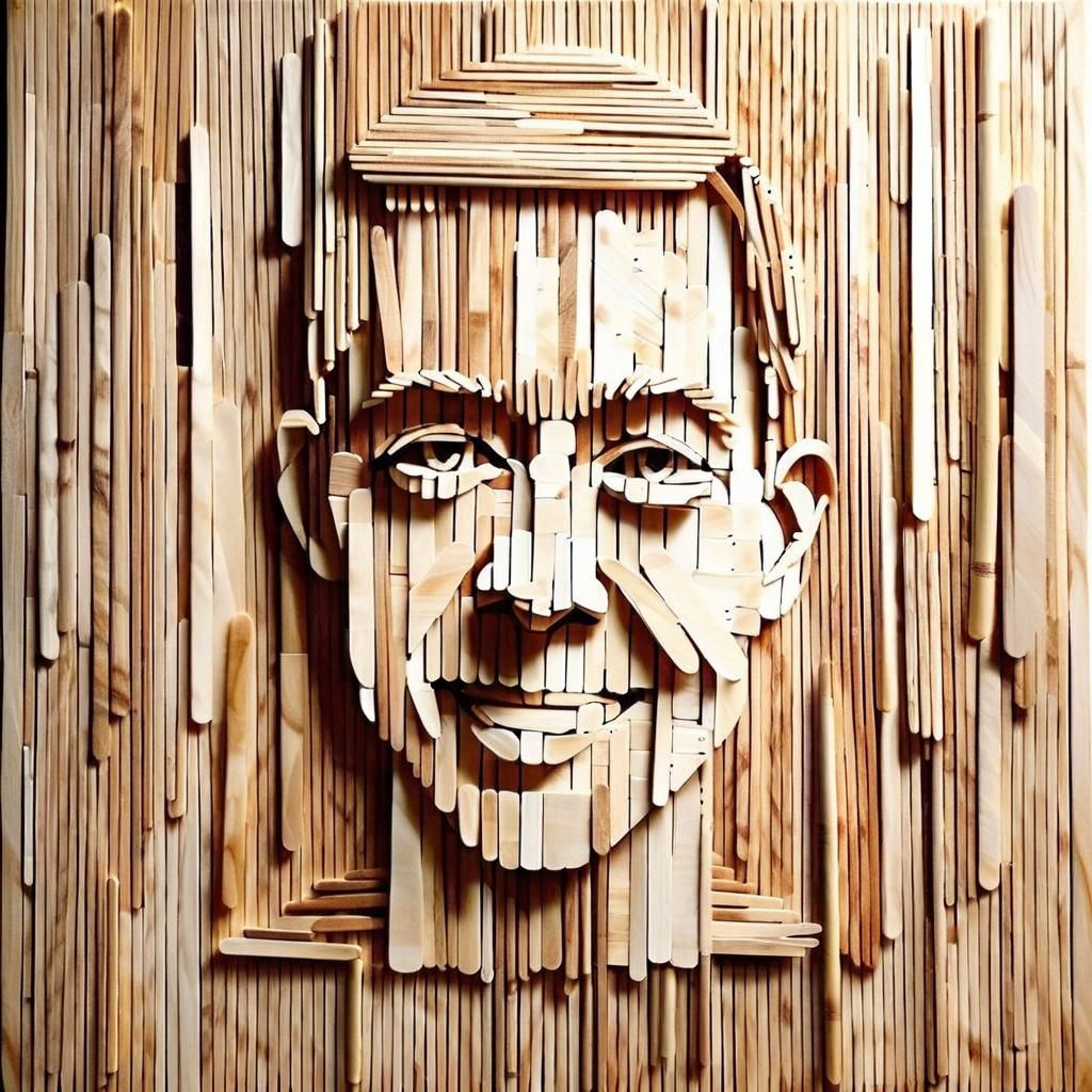 Popsicle stick portrait.