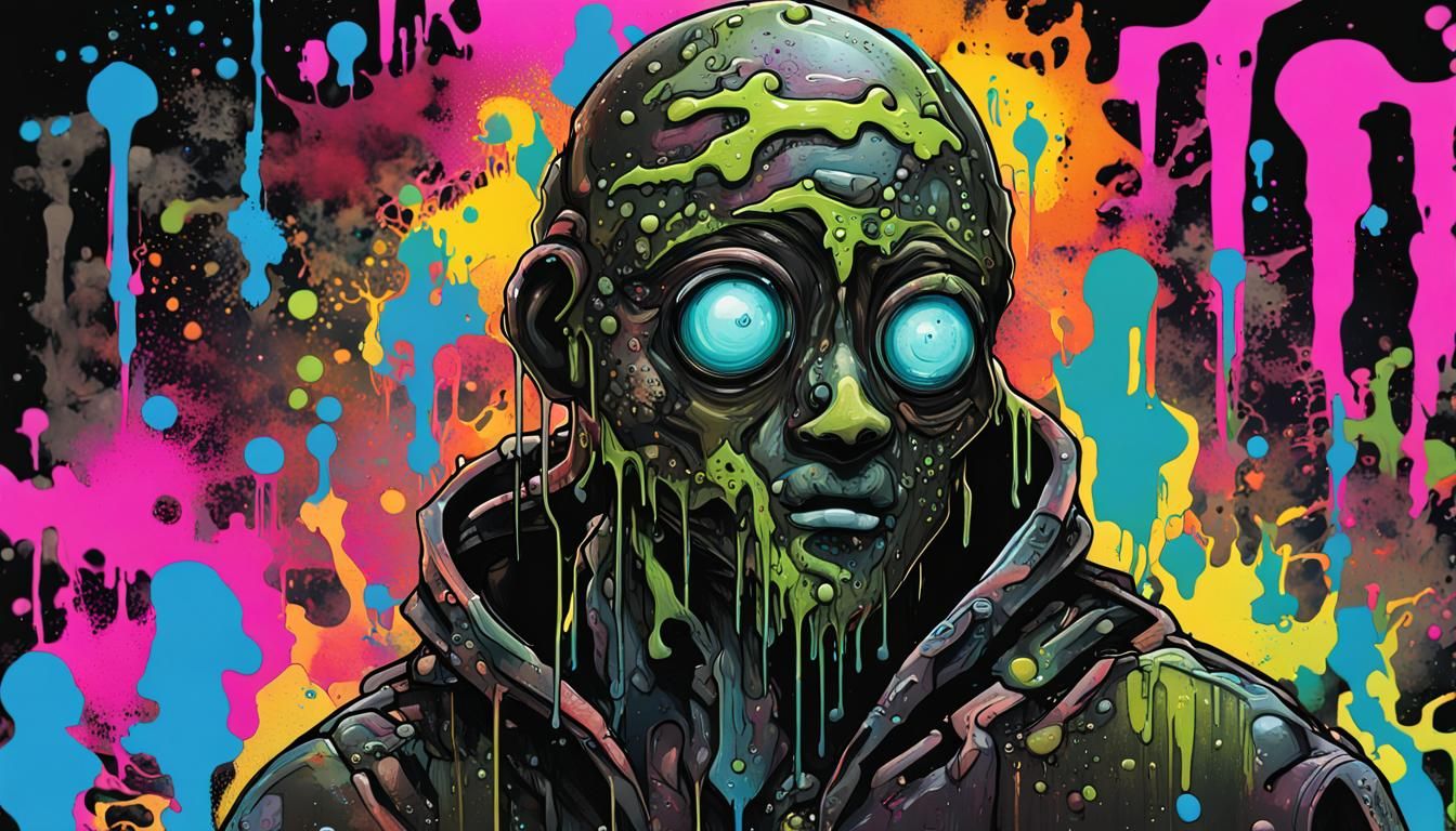 Male slime humanoid, technology, techie, goopy, slimy, sludg...