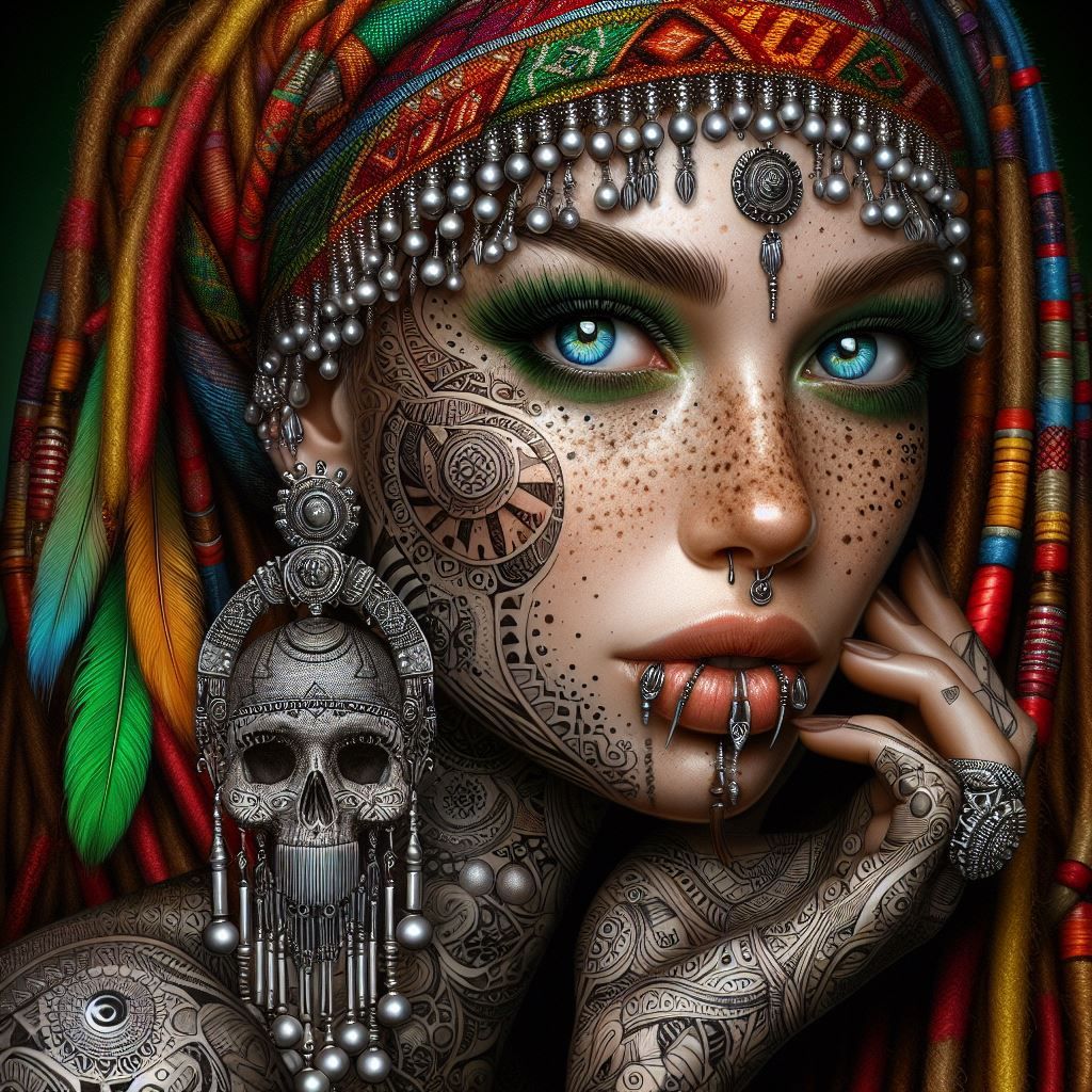 girl with the pearl earrings in african style