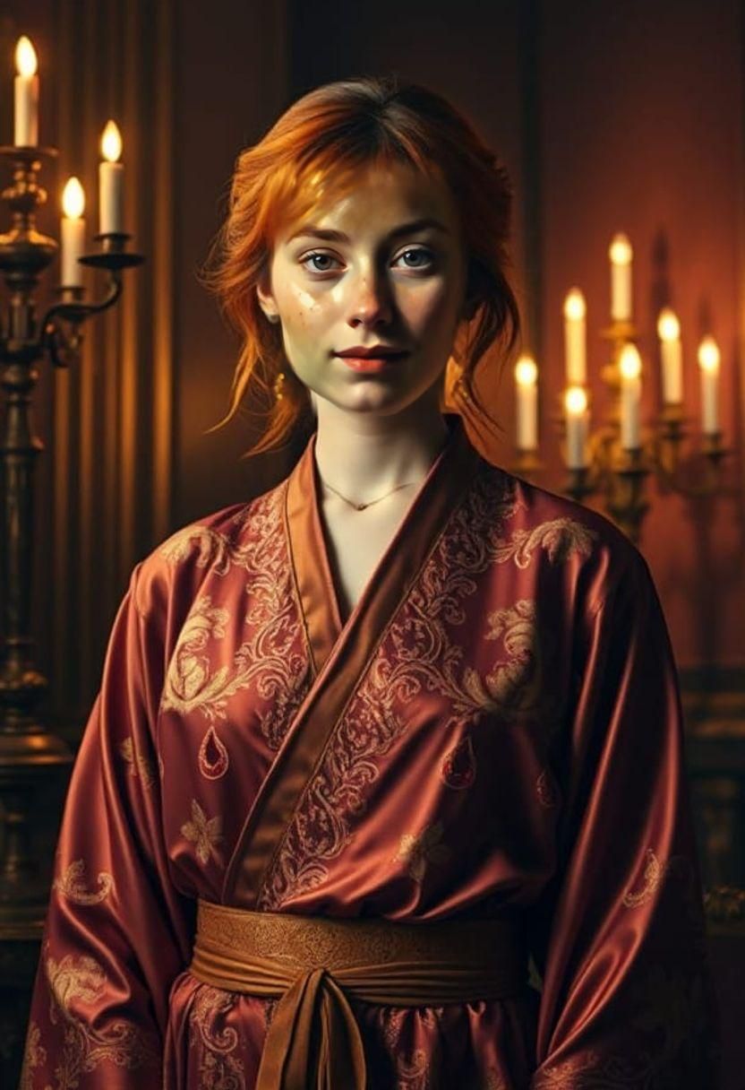 Woman with orange hair - Ethereal Splendor: A Baroque Master...