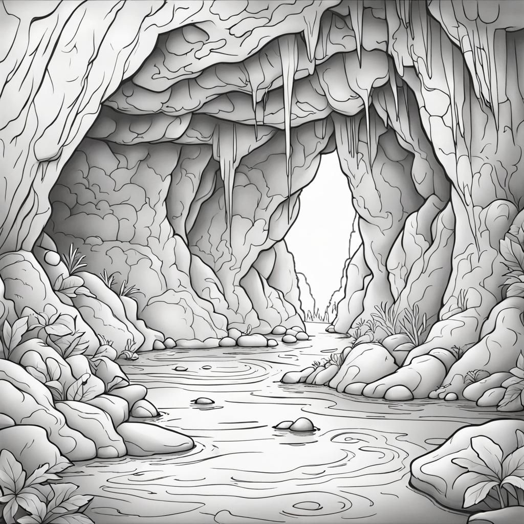 A Cave Coloring Page - AI Generated Artwork - NightCafe Creator