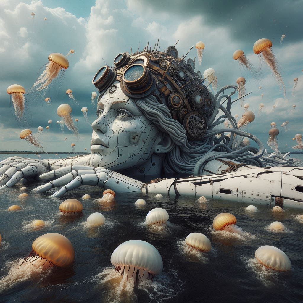 Marine steampunk statue