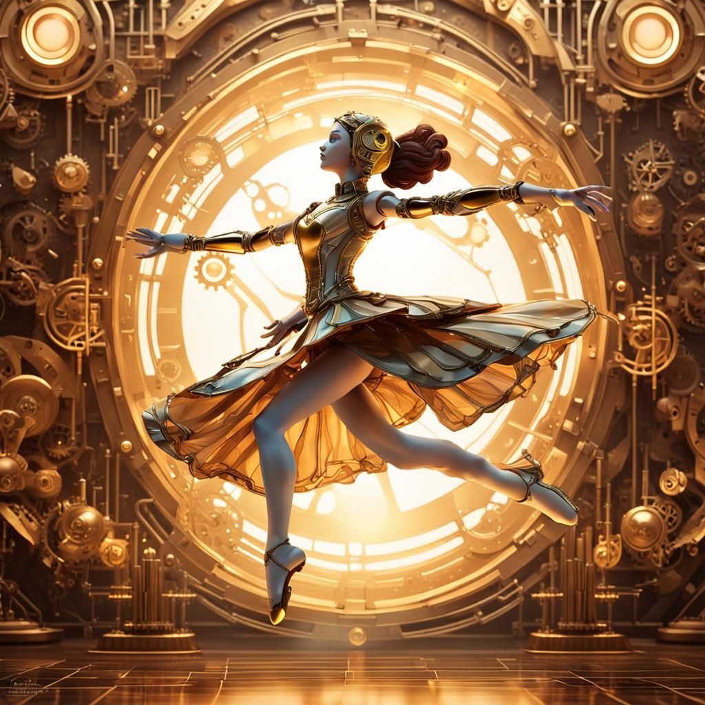 A steampunk android ballerina  by @pedrobrito2004