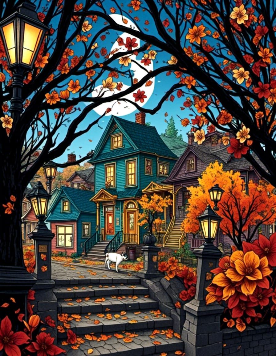 Beautiful Autumn cityscape <lora:Whimsical portraits:1.0> cute
