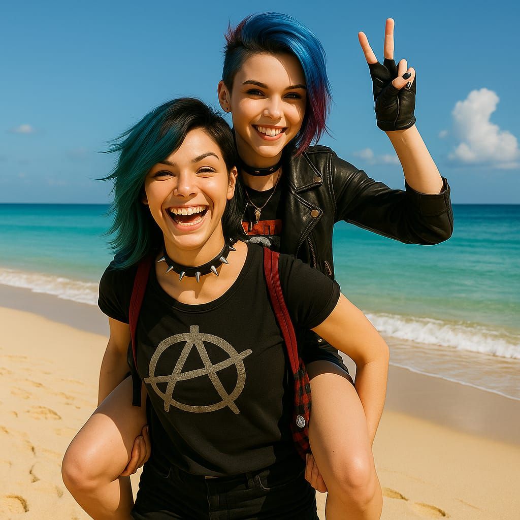 punk girls at Okinawa Beach - Ride your Wave