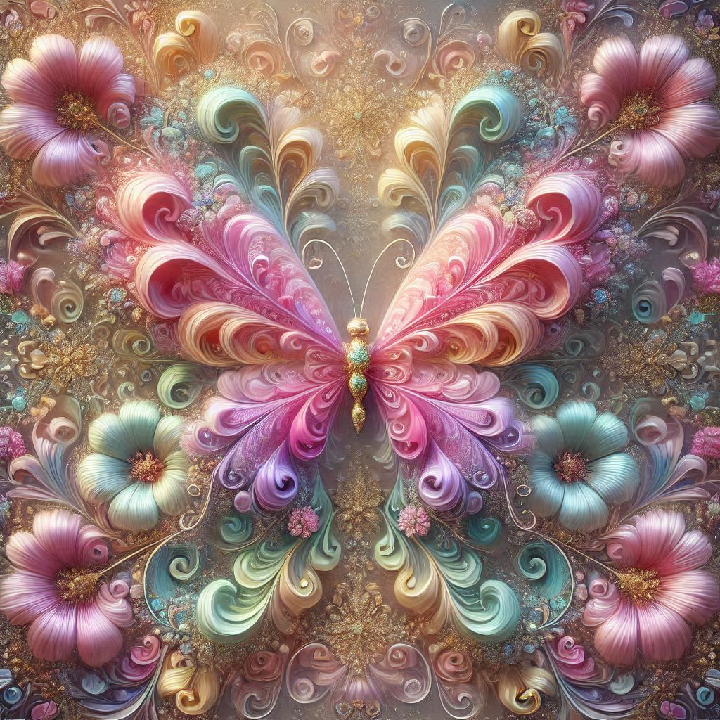 Pastel Fractal Butterfly