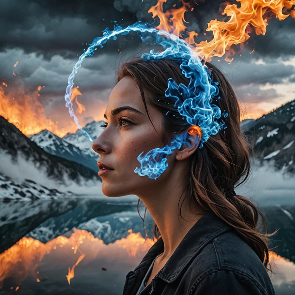 vissage de femme en feu