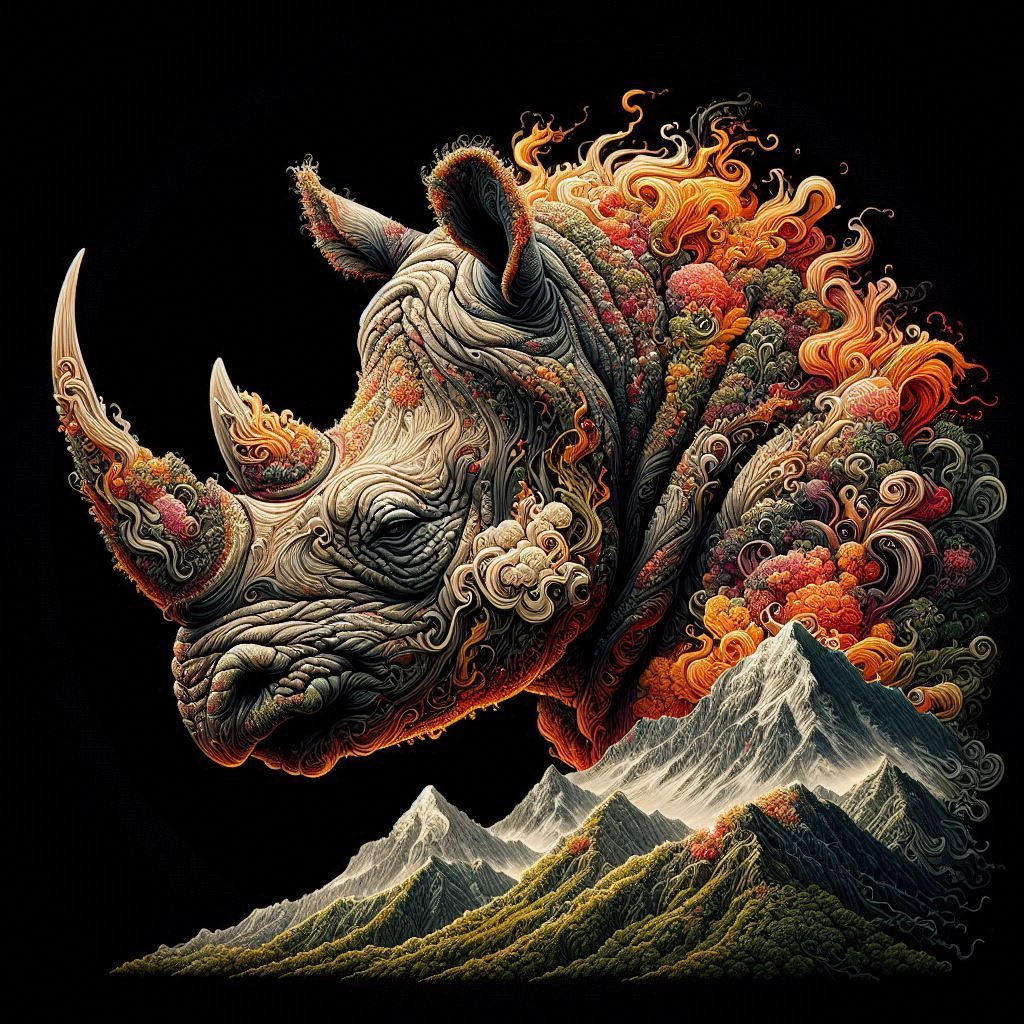 Javan Rhino Crafted Entirely from Fire 1