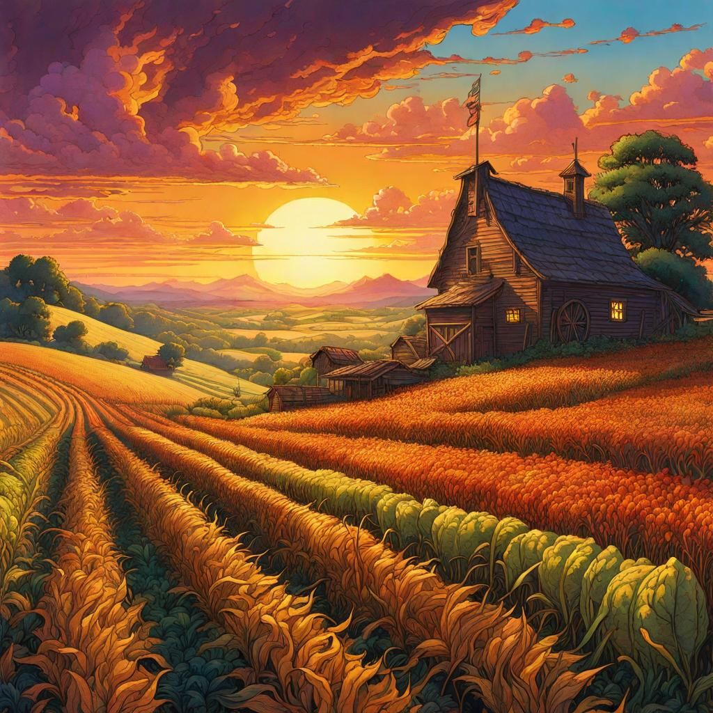Harvest Landscape AI Generated Artwork NightCafe Creator