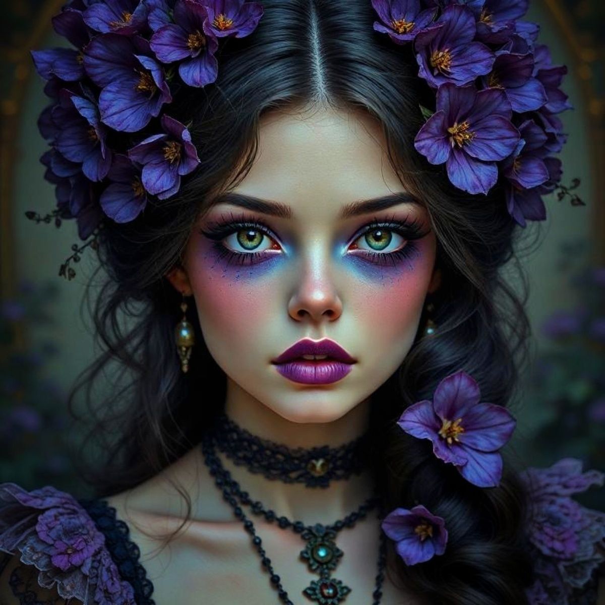 Purple and plum colored portrait