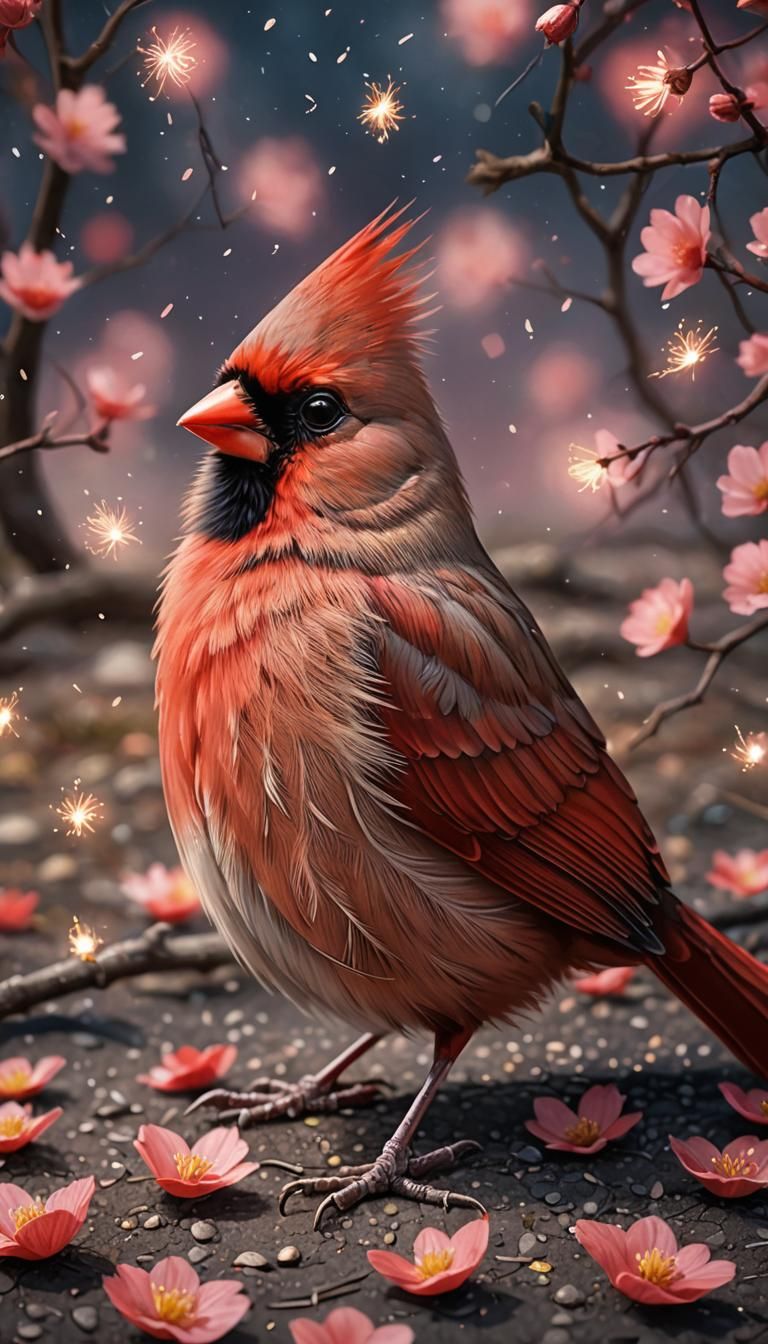 red bird  by @Atoms