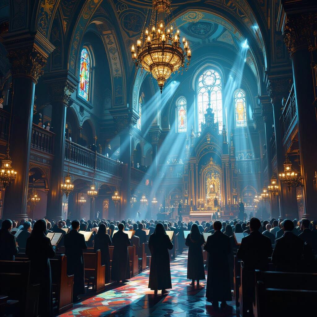 Synagogue During Selichot Service