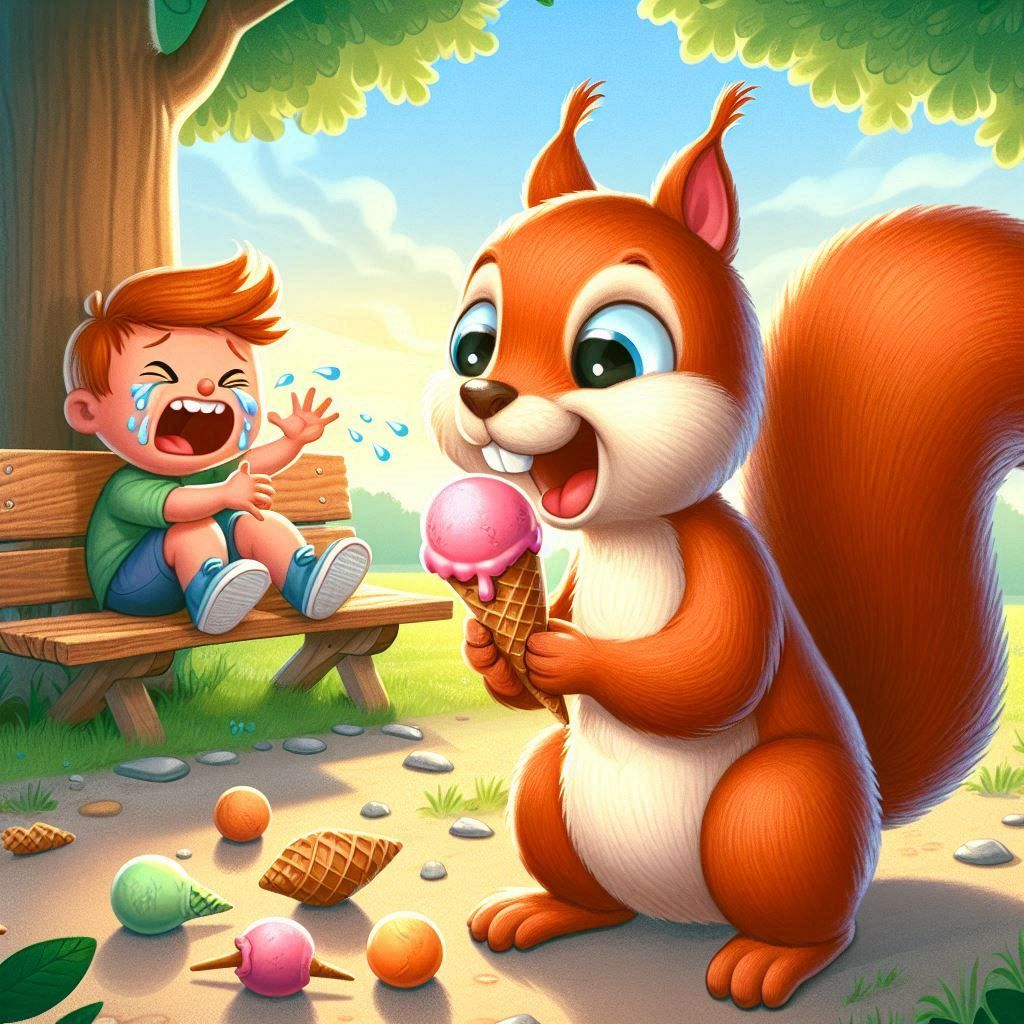 Mommy! That Squirrel stole my ice cream 😭