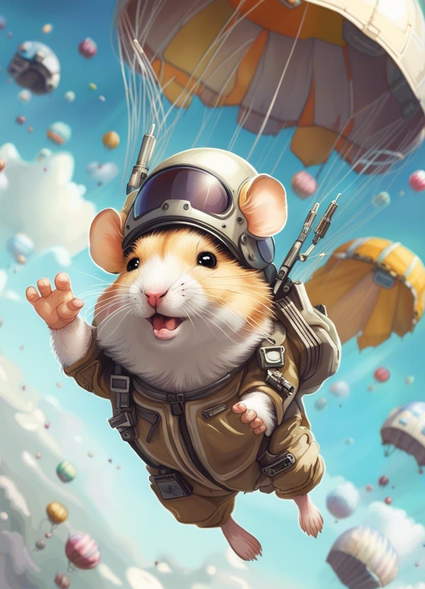 Hamster skydiving   by @Keks