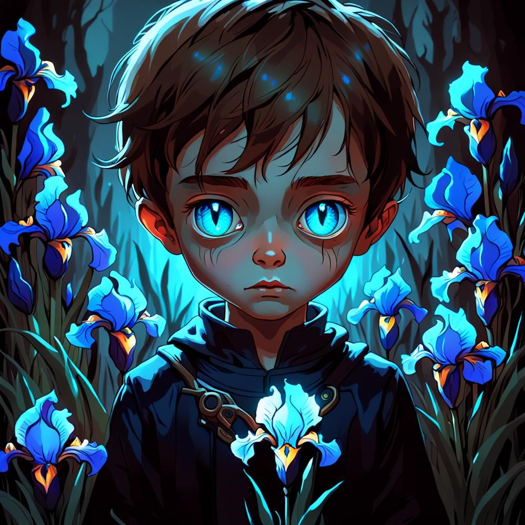 Eerie Luminescence: Boy with Talking Eyes
