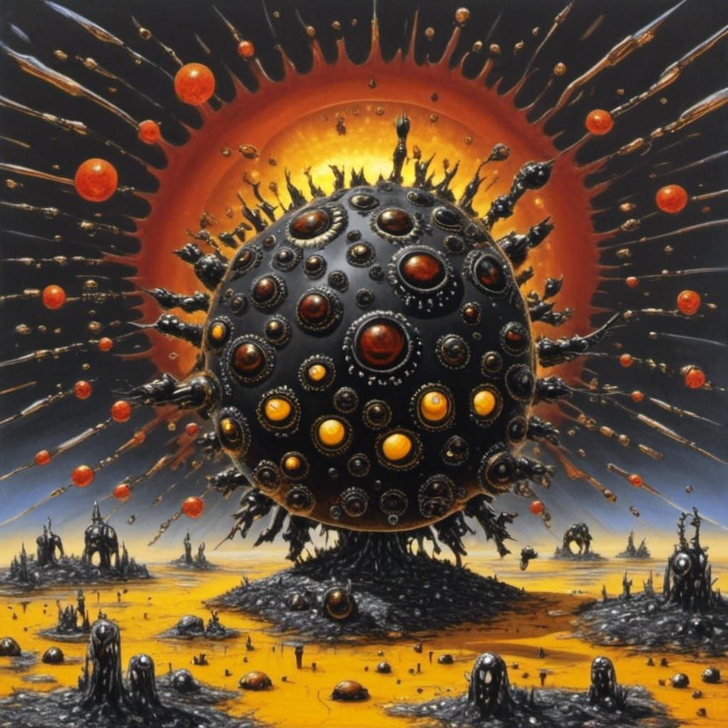 <lora:Ferrofluid Factory:1.0> Shattered sun 