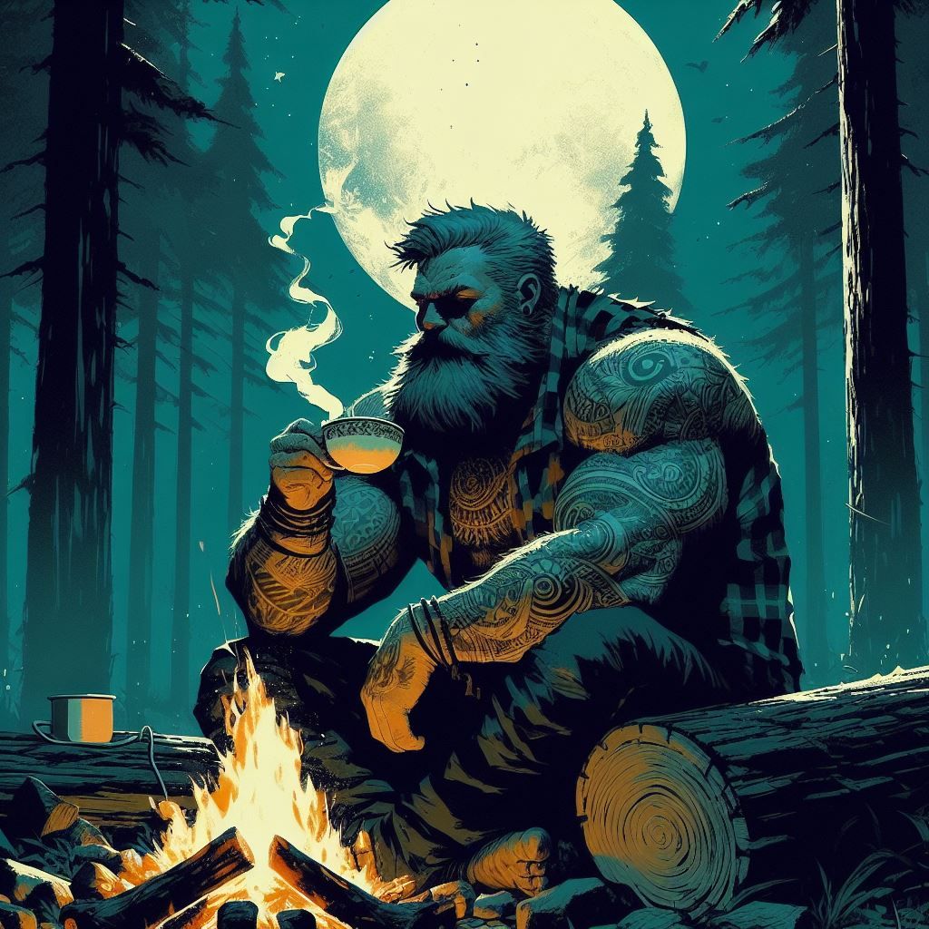Tea time for a lumberjack