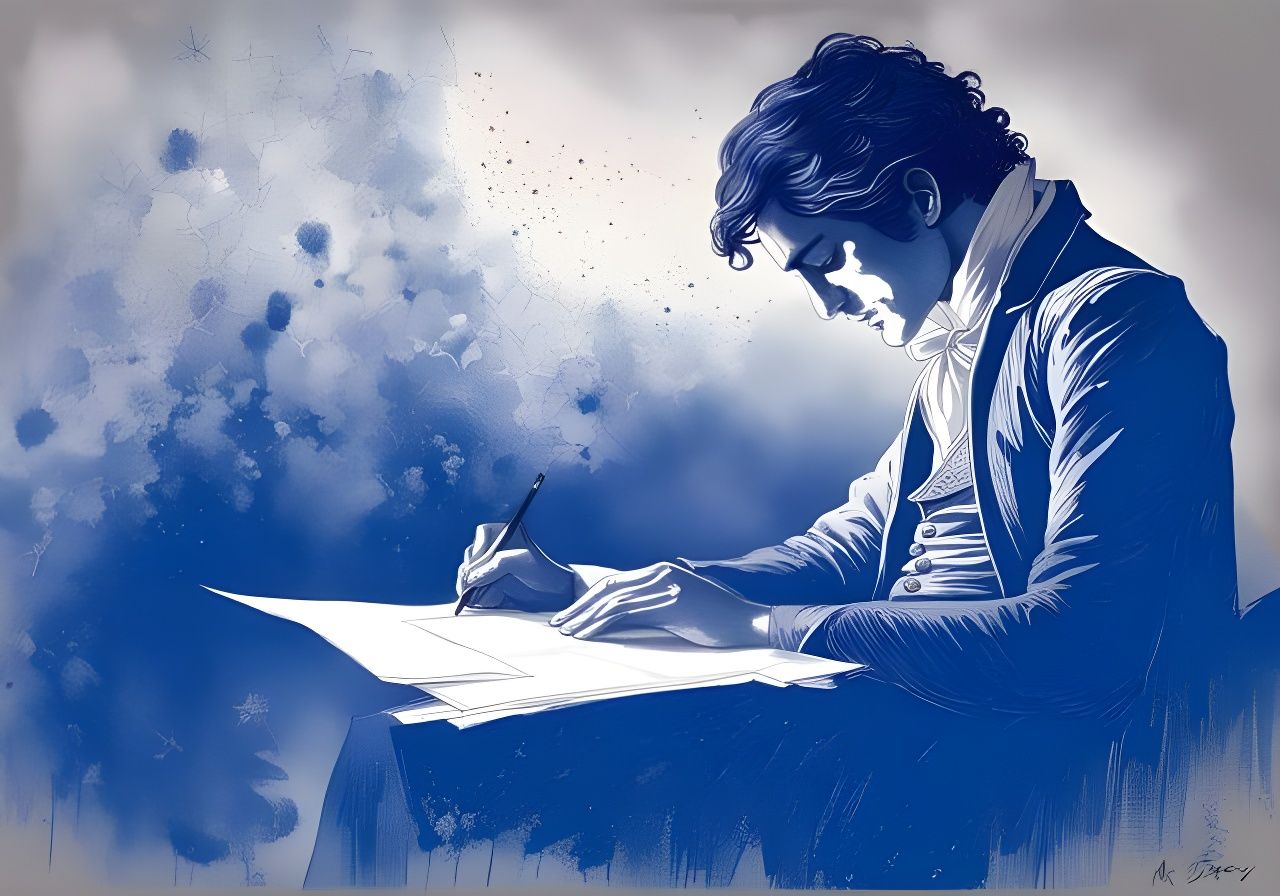 Mr Darcy writing letter to Elizabeth in Pride and Prejudice AI