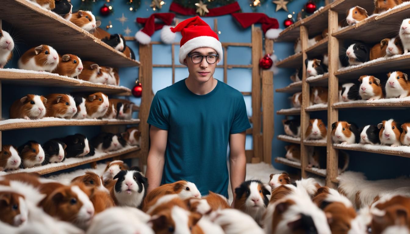 cute [blue beanie] [white skin] eyeglasses [young man] stand...