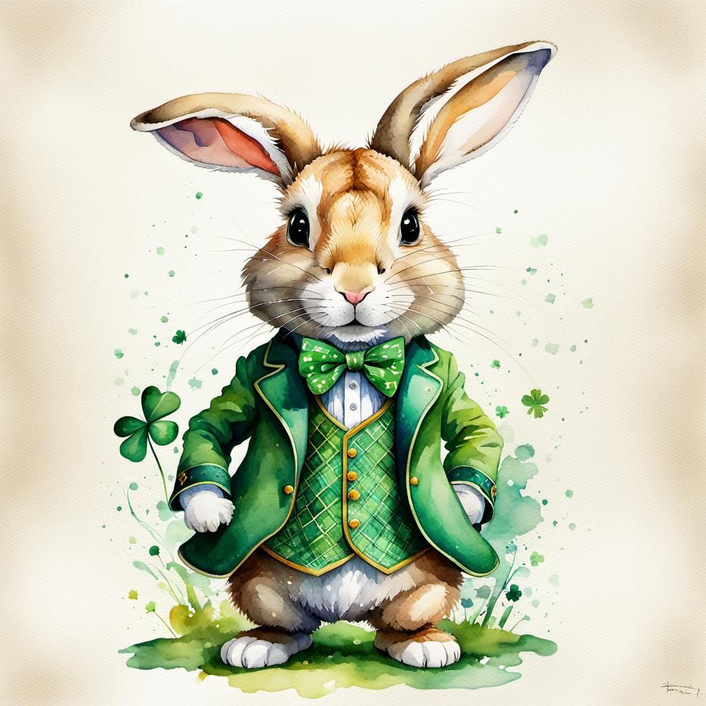 Rabbit dressed for St Patrick's Day  by @Superster