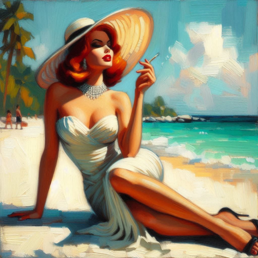 Tribute to Gil Elvgren "Beauty on the Beach"